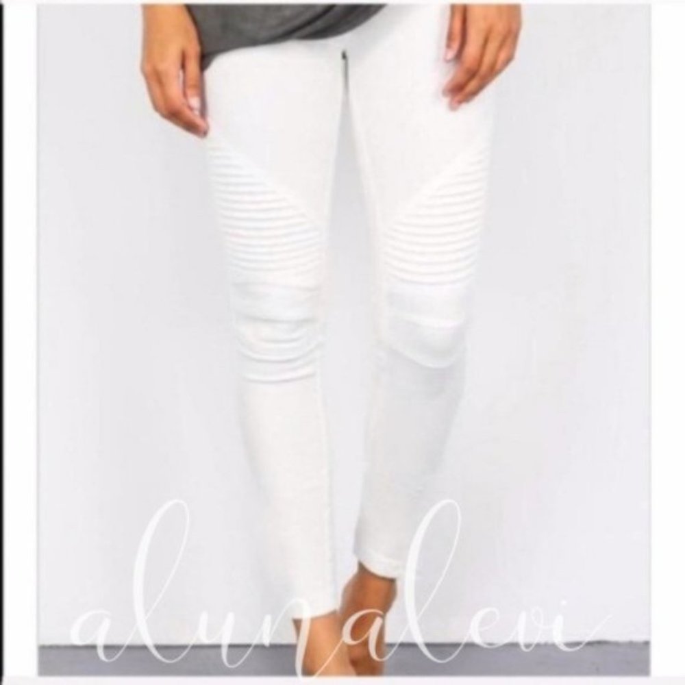 Moto Leggings White